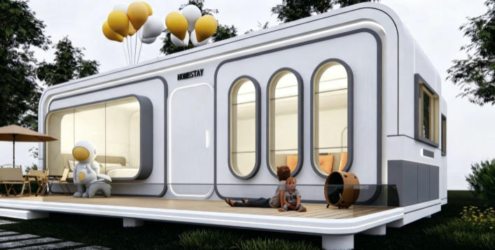 Folding push‑pull apple cabin
