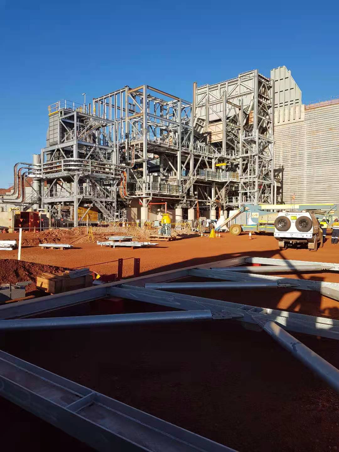 The steel structure of the belt conveyor project